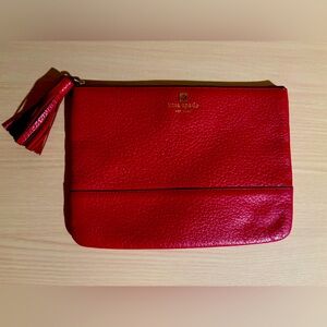 Kate Spade Red Leather Clutch with Tassel